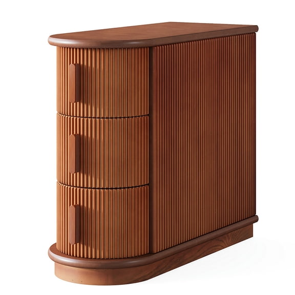 Resenkos Nightstand, Night Stand,Wood End Table, Narrow Side Table Nightstand with 3-drawer,Walnut