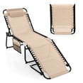 thumbnail image 1 of Resenkos Outdoor Chaise Lounge Chair, Foldable Recline Lounge Chair with Adjustable Backrest and Footrest-Beige, Portable Recliner for Lawn Garden Beach Yard, 1 of 6