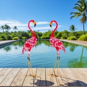 Resenkos Outdoor Decor,2-Piece Flamingo Garden Statue Set