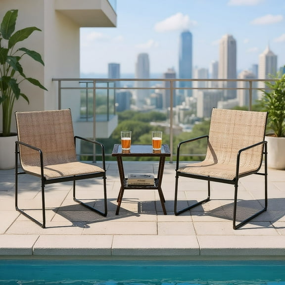 Resenkos Outdoor Dining Room Chairs, Patio Kitchen Chairs,Outdoor Dining Chairs Set of 2 Patio Furniture Chair with Breathable Seat and Backrest-Brown