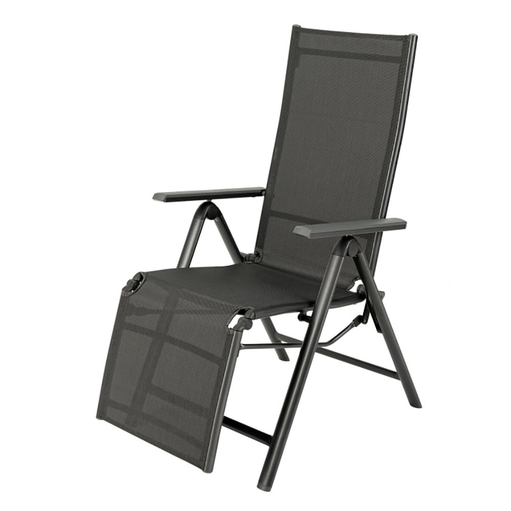 Gray Aluminum Frame Outdoor Folding Reclining Lounge Chair