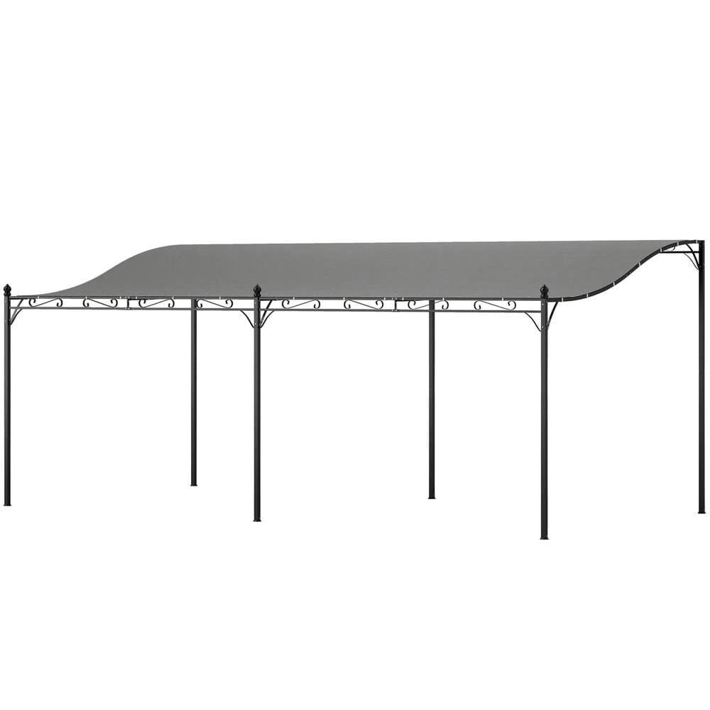 Resenkos Outdoor Garden Gazebo, Sunshade Gazebo Canopy,10' x 20' Wall-Mounted Outdoor Pergola Canopy with Drainage Holes, Dark Gray