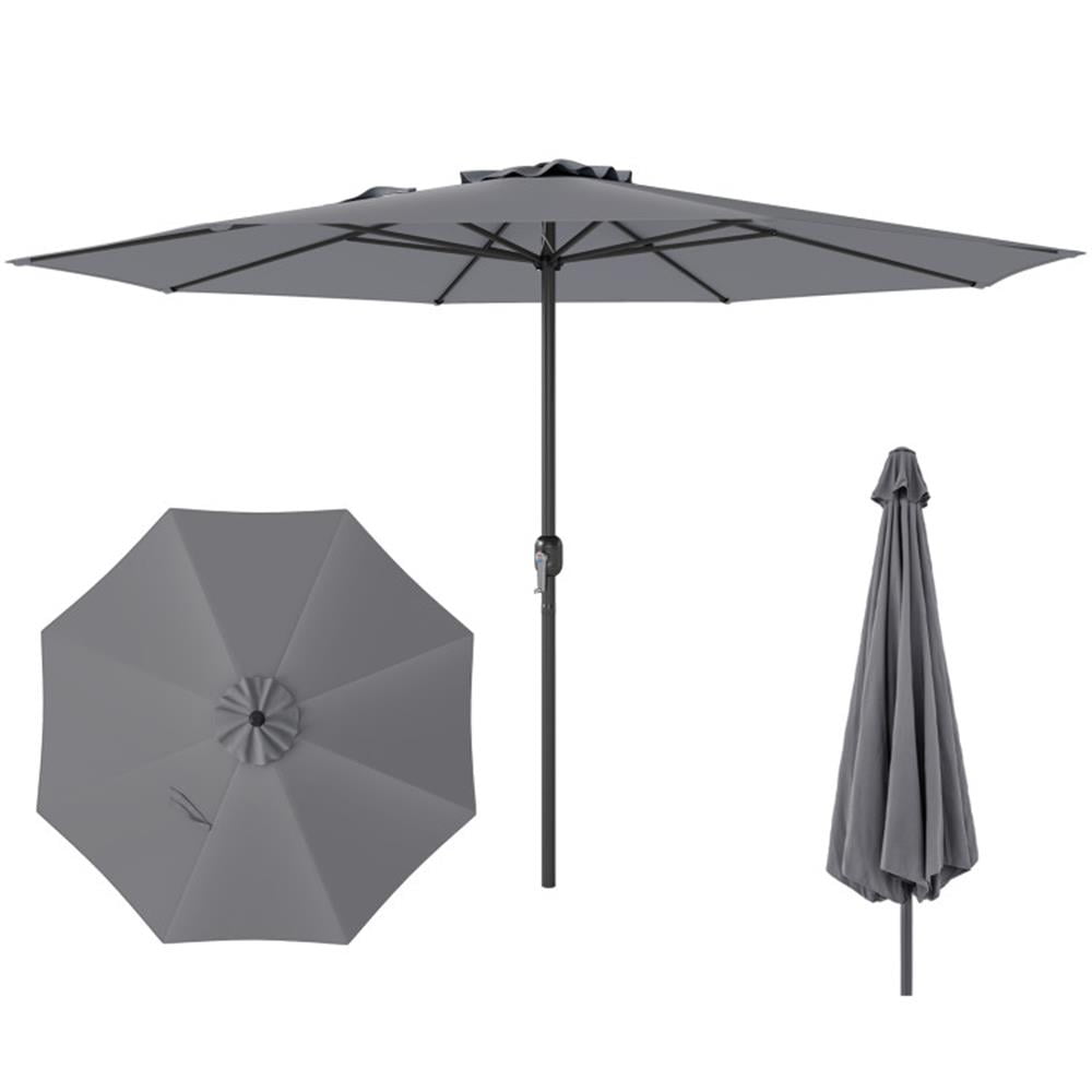Resenkos Outdoor Garden Umbrella,Market Umbrella,12 Feet Patio Umbrella with Crank Handle and 8 Sturdy Ribs-Gray