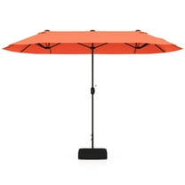 Resenkos Outdoor Garden Umbrella,Market Umbrella,13 Feet Double-Sided Patio Twin Table Umbrella with Crank Handle-Orange