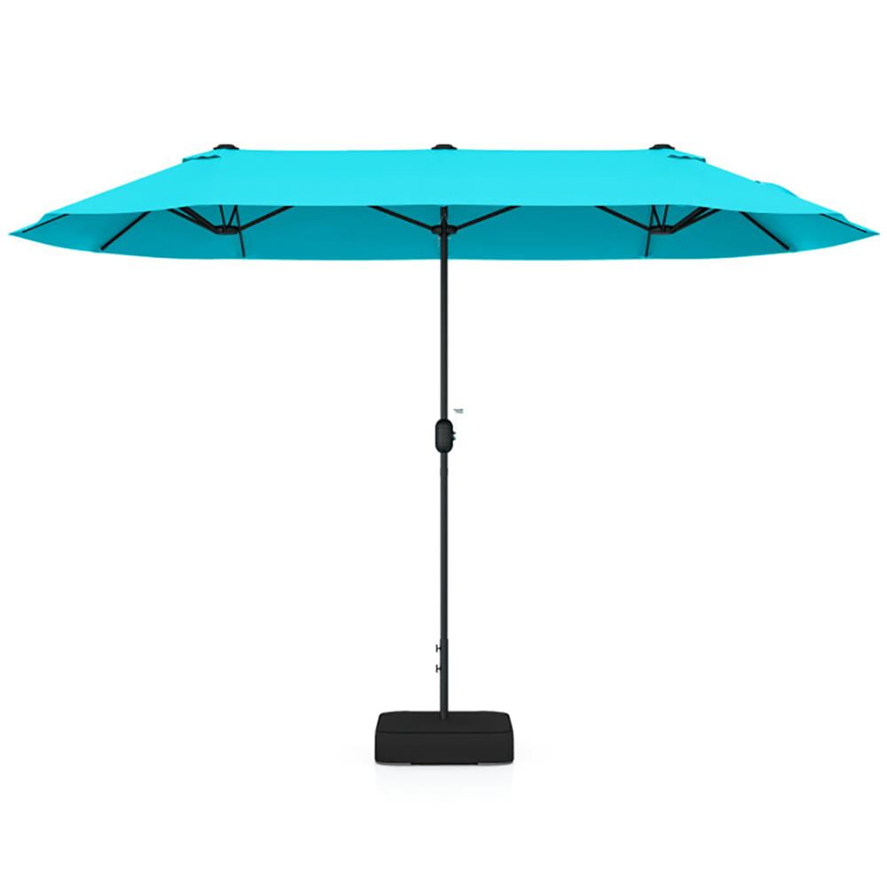 Resenkos Outdoor Garden Umbrella,Market Umbrella,13 Feet Double-Sided Patio Twin Table Umbrella with Crank Handle-Turquoise