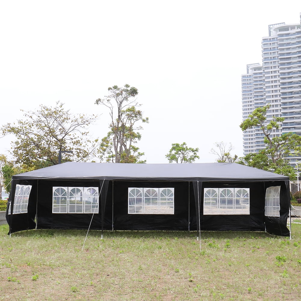 Resenkos Outdoor Gazebo Tent, Canopy Tent, Outdoor Sun Shade Shelter, 10'x30' Outdoor Party Tent with 8 Removable Sidewalls, Waterproof Canopy Patio Wedding Gazebo, Black
