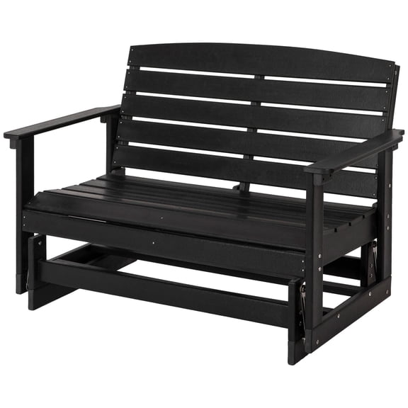 Resenkos Outdoor Glider Bench with HDPE Slats, Double Rocking Chair, Perfect for Patio Seating, Durable & Comfortable,Black
