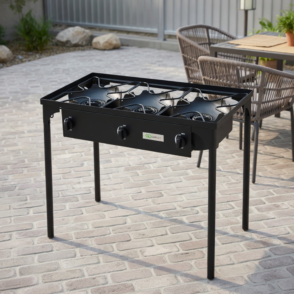 Resenkos Outdoor Patio Barbecue Cooker, Outdoor Grills,225 000-BTU Portable Propane 3 Burner Gas Cooker