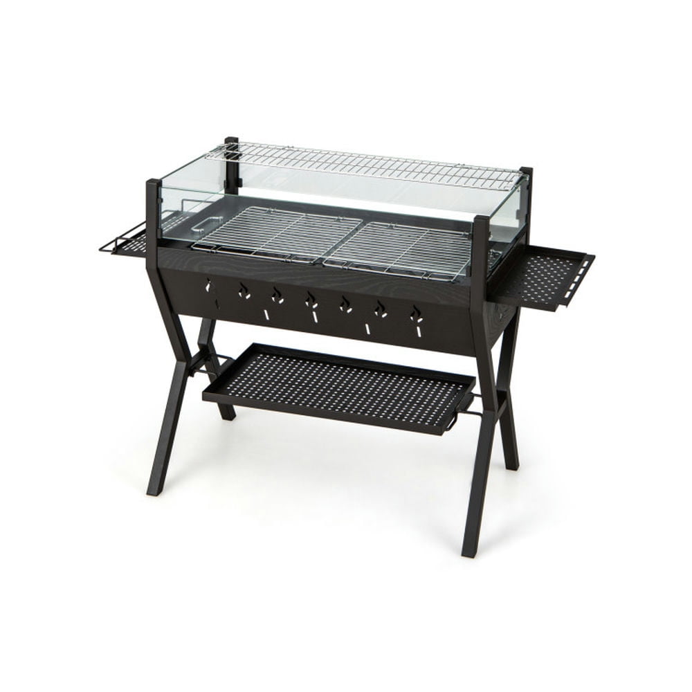 Resenkos Outdoor Patio Barbecue Cooker, Outdoor Grills,Barbecue Charcoal Grills with Wind Guard Seasoning Racks-Black Resenkos Outdoor Patio Barbecue Cooker, Outdoor Grills,Barbecue Charcoal Grills with Wind Guard Seasoning Racks-Black