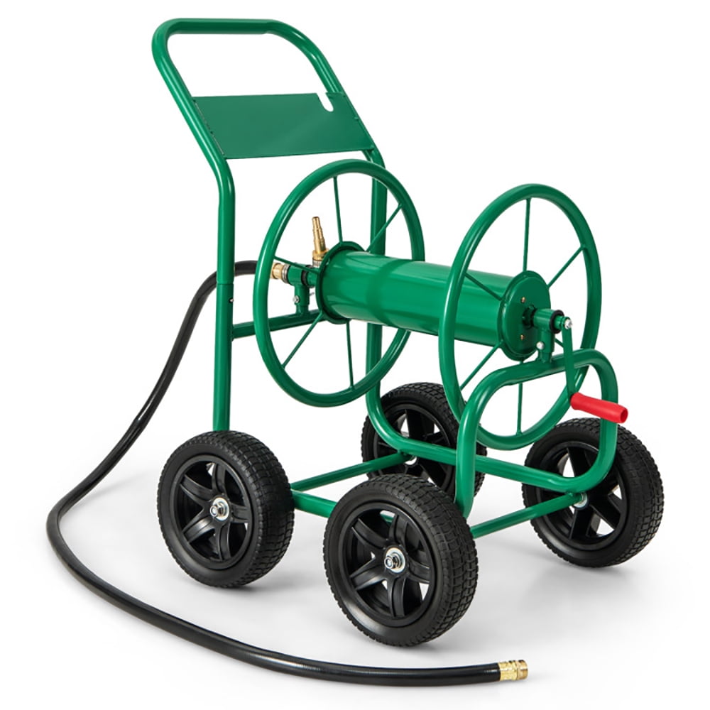 Resenkos Outdoor Patio Garden Truck, Cart, Garden Water Hose Reel Cart with 4 Wheels and Non-slip Grip-Green