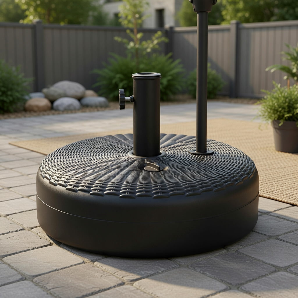 Resenkos Outdoor Umbrella Base, 18 Inch Fillable Heavy-Duty Round Umbrella Base Stand, Black