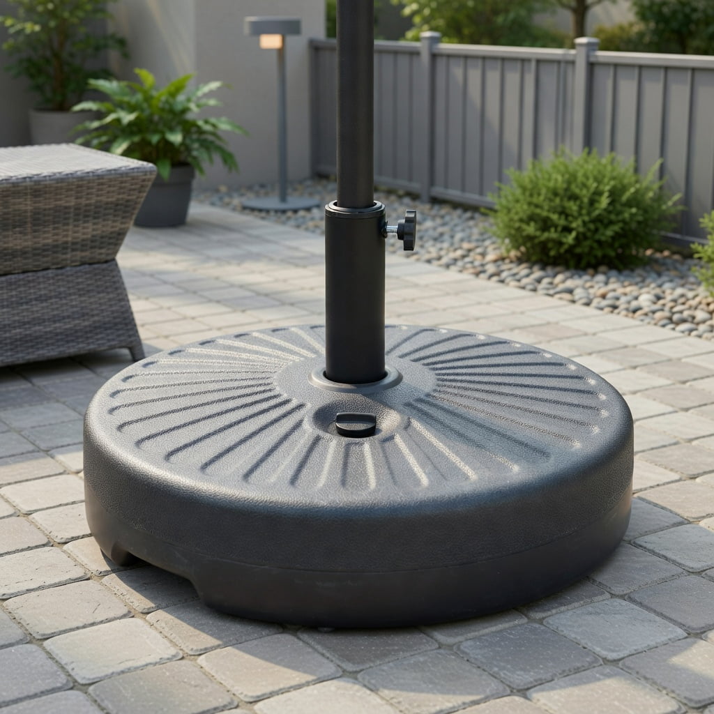 Resenkos Outdoor Umbrella Base, 20 Inch Round 23L Water Filled Umbrella Base, Black