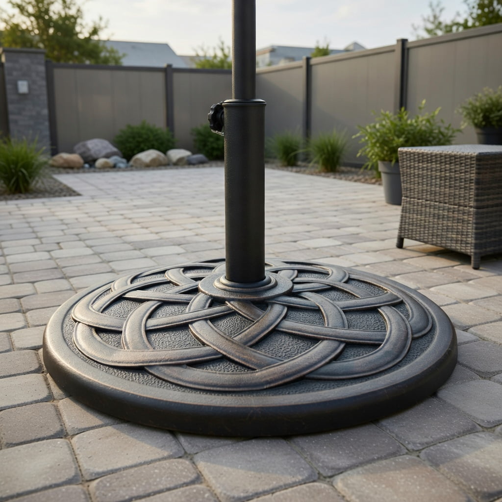 Resenkos Outdoor Umbrella Base, 22 Inch Heavy Duty Round Umbrella Base Stand, Black