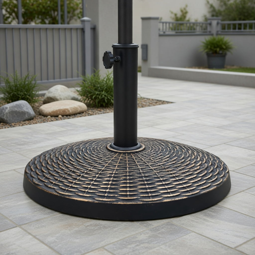 Resenkos Outdoor Umbrella Base, 22Lbs Patio Resin Umbrella Base with Wicker Style for Outdoor Use, Black