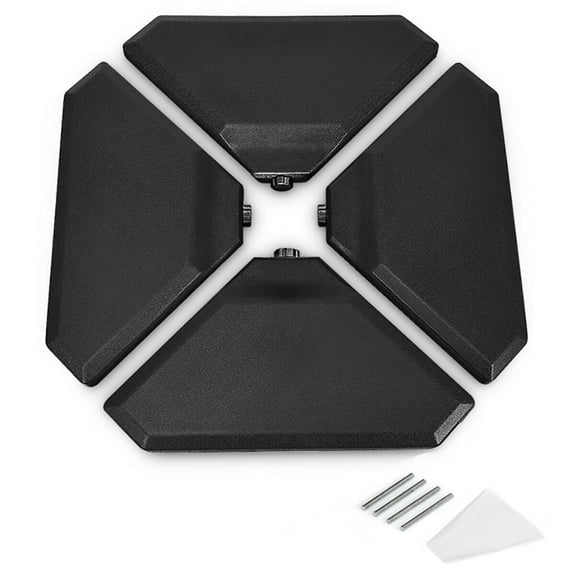 Resenkos Outdoor Umbrella Base, 4 Pieces 195 lbs Patio Cantilever Offset Umbrella Base Weight Sand, Black