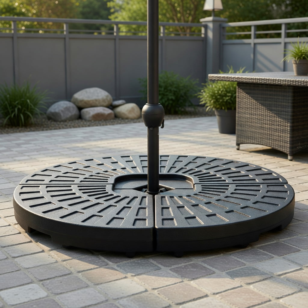 Resenkos Outdoor Umbrella Base, 4 Pieces Round Cantilever Umbrella Base with Carry Handles for Garden, Black