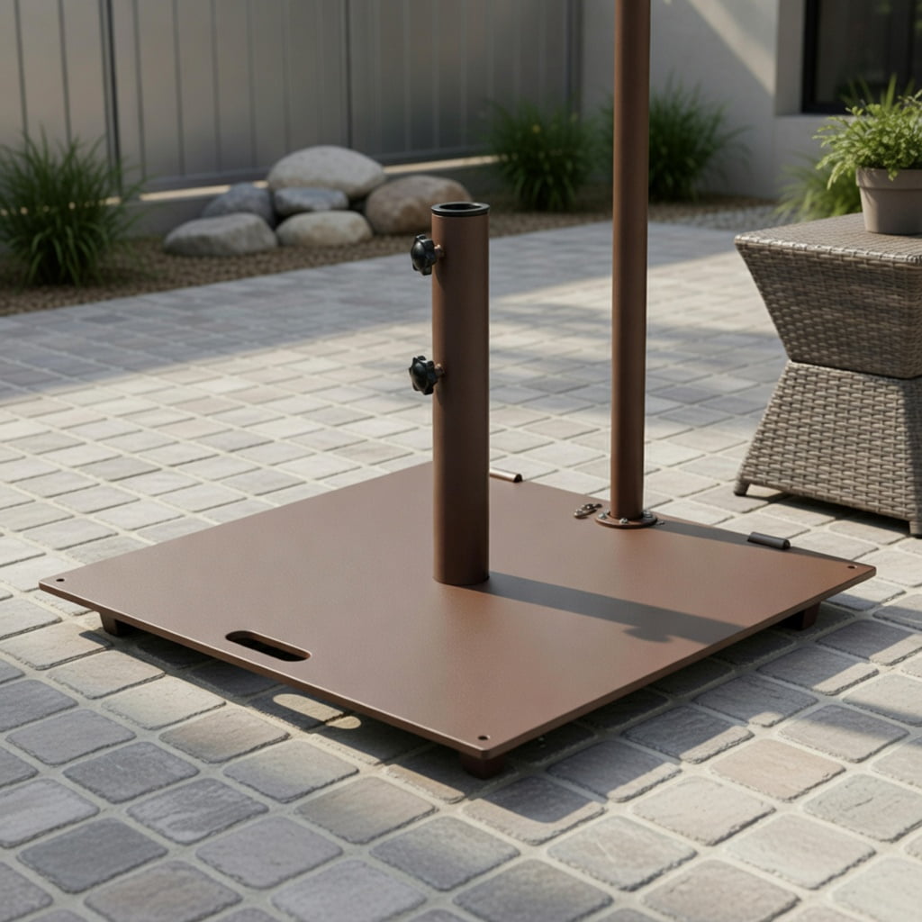 Resenkos Outdoor Umbrella Base, 50 LBS Weighted 24 Inch Square Patio Umbrella Base, Black
