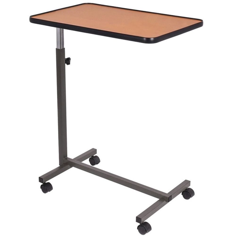 Resenkos Overbed Bedside Table,Standing Desk Laptop Desk,Overbed Rolling Food Tray Table, Brown