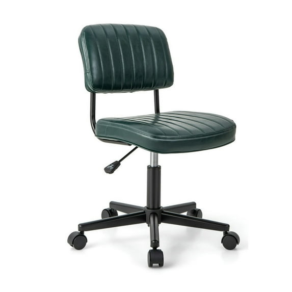Resenkos PU Leather Adjustable Office Chair Swivel Task Chair with Backrest-Green, Home Office Computer Desk Chair, Small Office Chair for Bedroom,Study