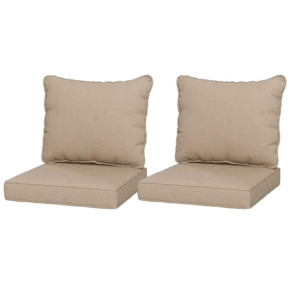 Resenkos Patio Chair Cushions, Outdoor Chair Pads,4 Patio Chair Cushions with Seat & Backrest, Fade Resistant Seat Replacement Cushion Set, Beige