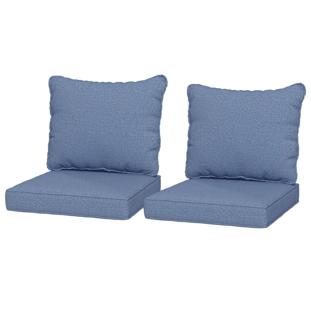 Resenkos Patio Chair Cushions, Outdoor Chair Pads,4 Patio Chair Cushions with Seat & Backrest, Fade Resistant Seat Replacement Cushion Set, Blue