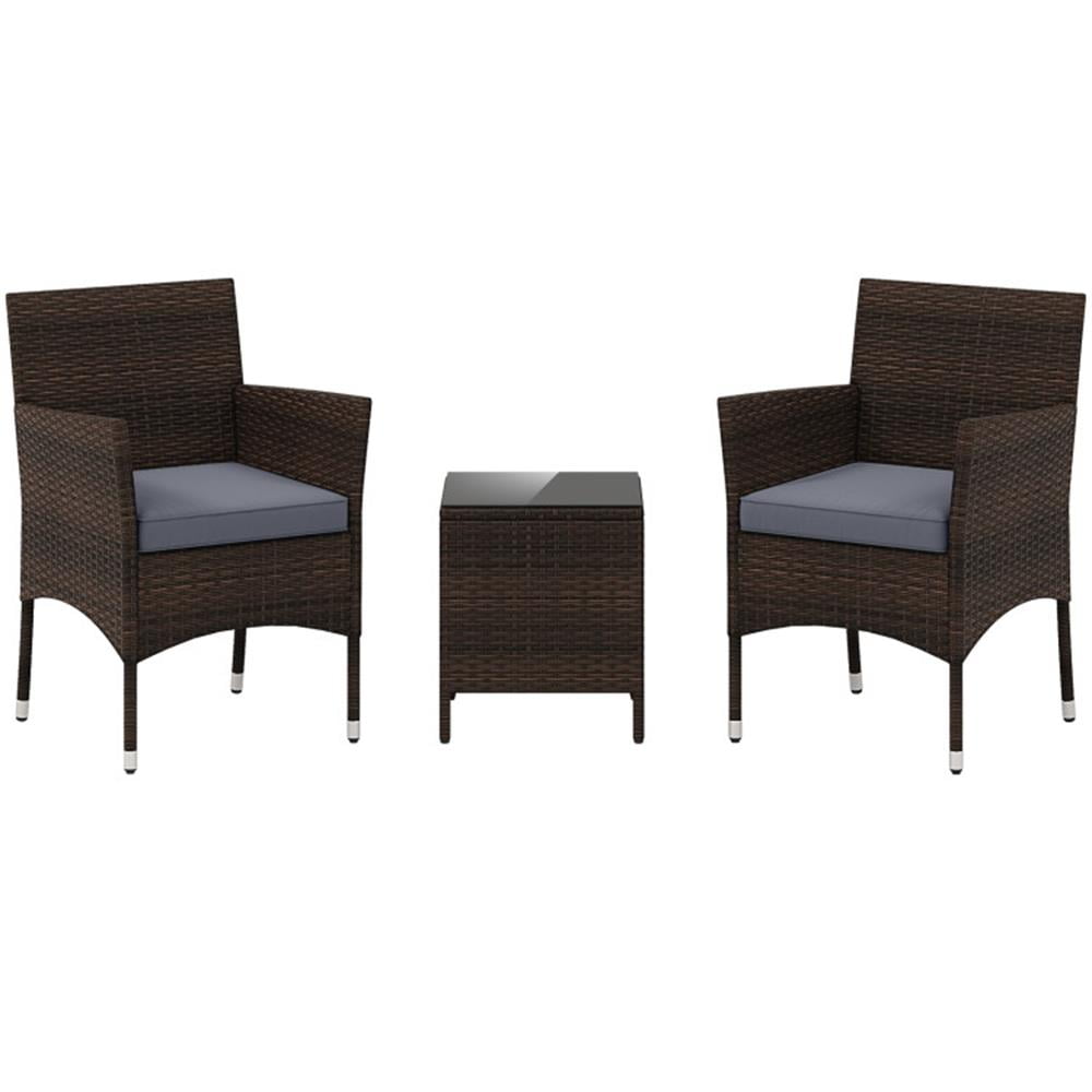 Resenkos Patio Furniture Sets,Outdoor & Patio Furniture Sets,3 Pieces Outdoor Conversation Set with Cushioned Seat and Glass Tabletop-Gray Resenkos Patio Furniture Sets,Outdoor & Patio Furniture Sets,3 Pieces Outdoor Conversation Set with Cushioned Seat and Glass Tabletop-Gray