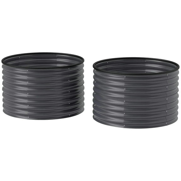 Resenkos Patio Planting Bed, Raised Garden Bed,Set of 2 Raised Garden Bed, Metal Planter Box with Safety Edging, Dark Gray