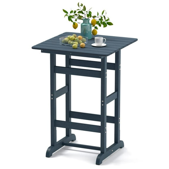 Resenkos Patio Dining Tables,Patio Tables,30 Inch Square Bar Table Dining Table with Slatted Tabletop for Poolside-Navy