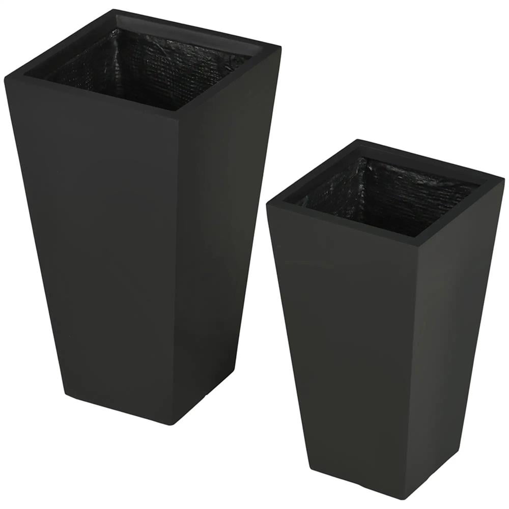 Resenkos Plant Pots, Flower Pots, Garden Planters,2-Pack Outdoor Planter Set, Flower Pots with Drainage Holes, Durable & Stackable Plant Pot,Black