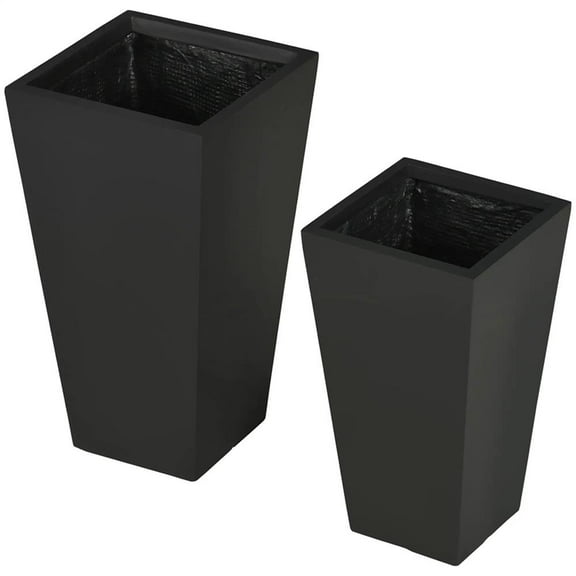 Resenkos Plant Pots, Flower Pots, Garden Planters,2-Pack Outdoor Planter Set, Flower Pots with Drainage Holes, Durable & Stackable Plant Pot,Black