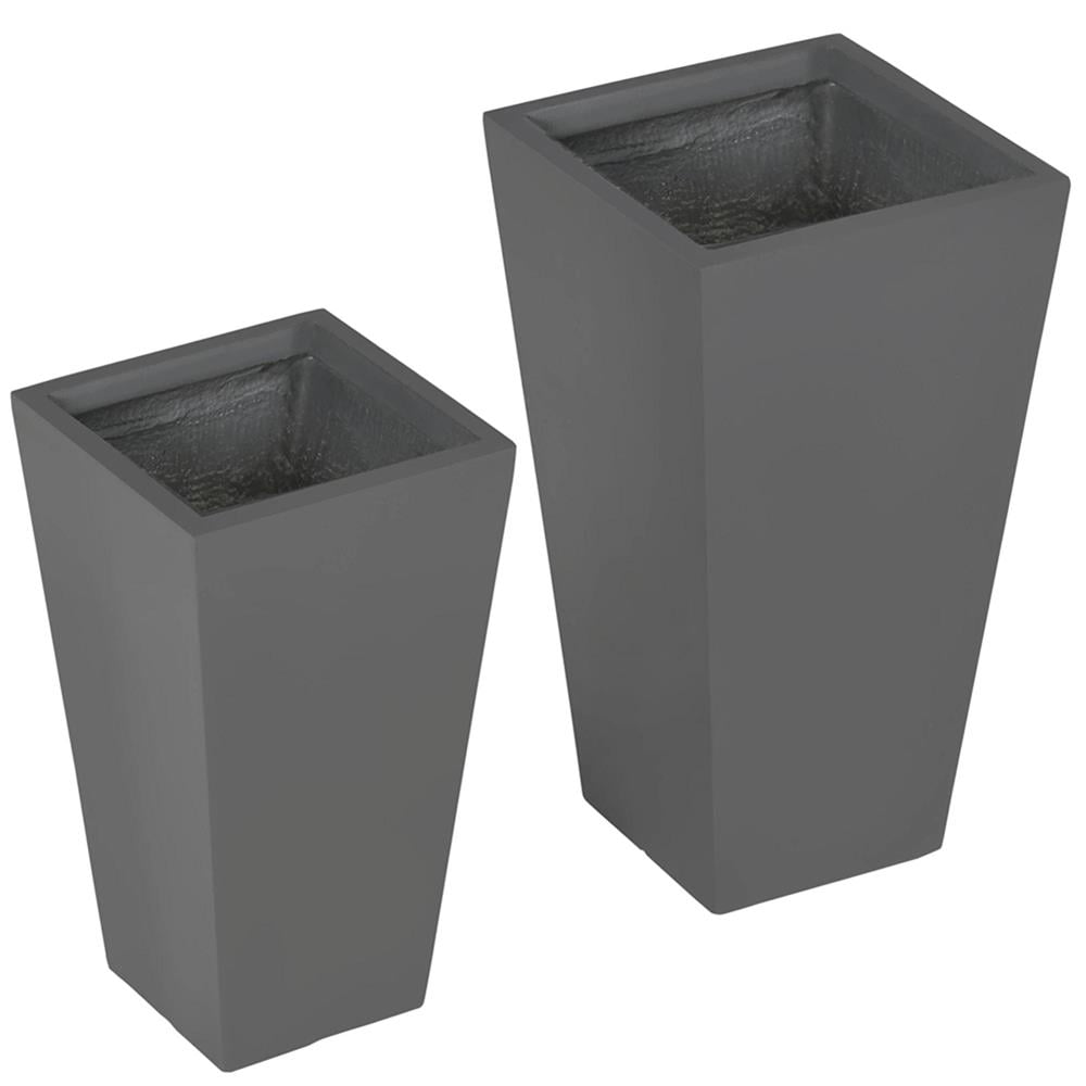 Resenkos Plant Pots, Flower Pots, Garden Planters,2-Pack Outdoor Planter Set, Flower Pots with Drainage Holes, Durable & Stackable Plant Pot,Gray