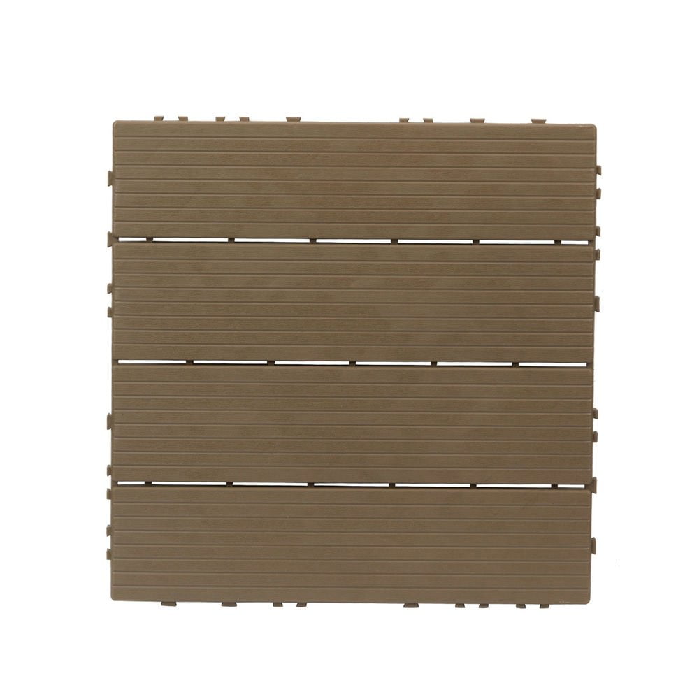 Resenkos Plastic Deck Tiles, 27 Pack Of Interlocking Flooring, 11.4"x11.4" Water-Resistant Tiles For Indoor & Outdoor Spaces, Light Coffee Resenkos Plastic Deck Tiles, 27 Pack Of Interlocking Flooring, 11.4"x11.4" Water-Resistant Tiles For Indoor & Outdoor Spaces, Light Coffee
