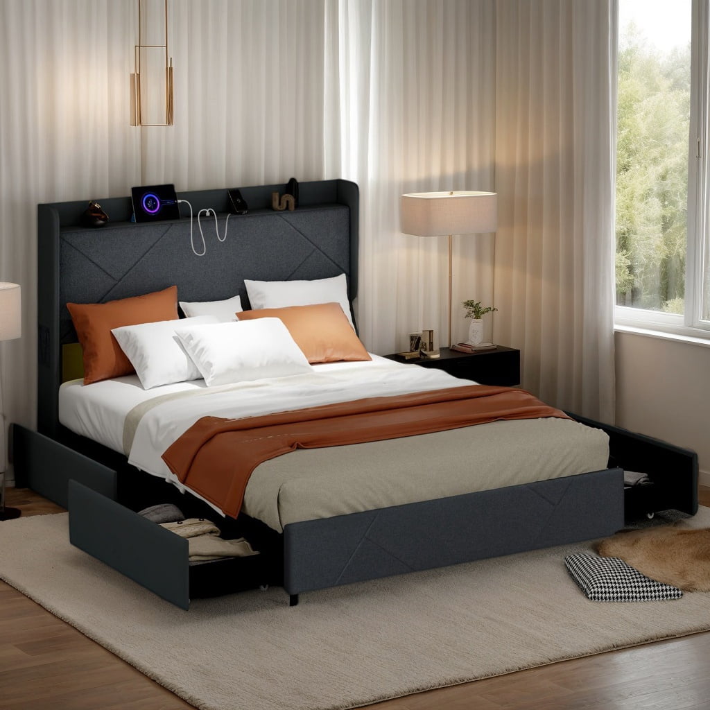 Resenkos Platform Bed Frame, Bedroom Bed Frame,Full/Queen Size Bed ...