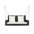 thumbnail image 1 of Resenkos Porch Swing, 2-Person Patio Rattan Porch Swing with Cushions-White, Hanging Outdoor Porch Swings for Garden, Backyard, 1 of 8