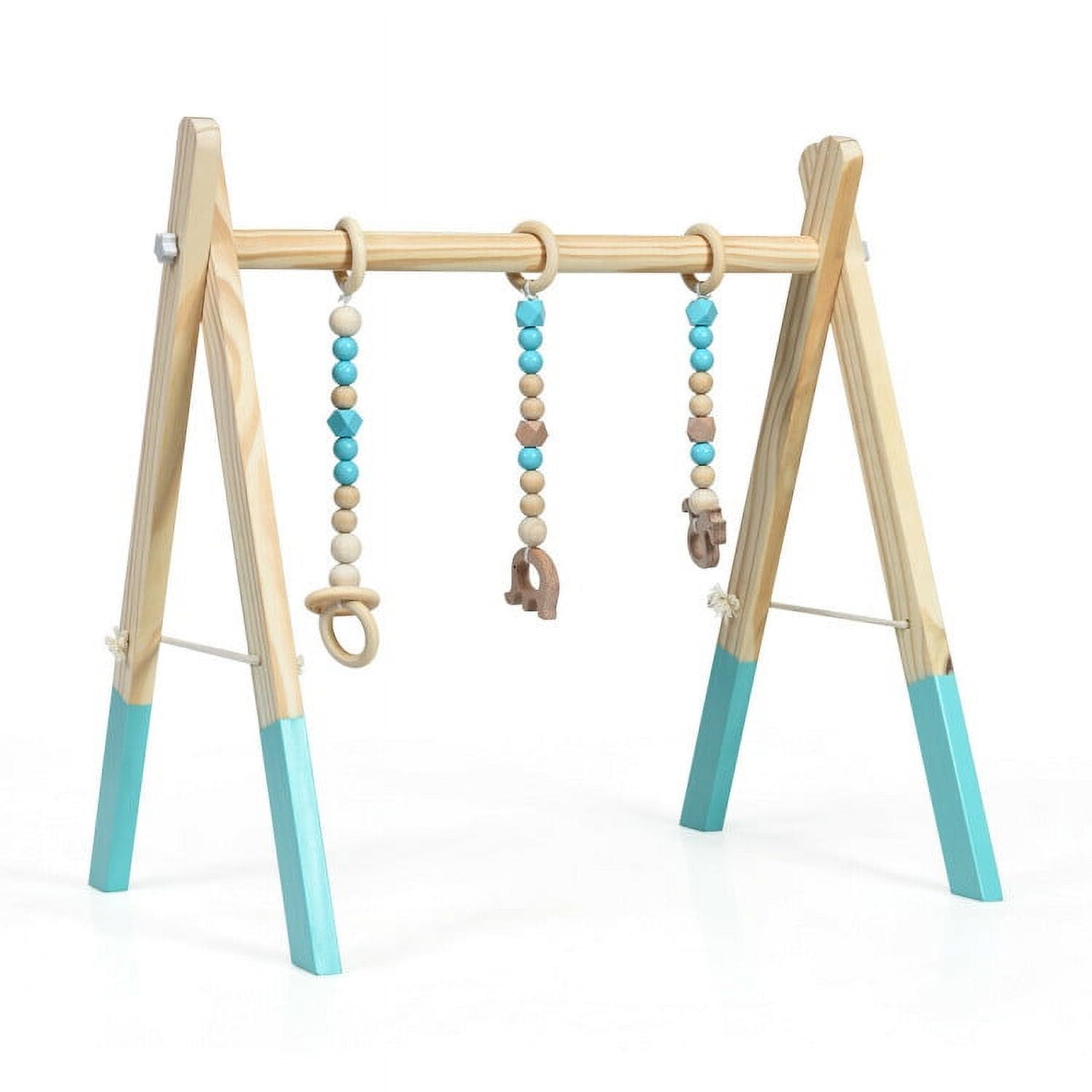 Resenkos Portable 3 Wooden Newborn Baby Exercise Activity Gym Teething Toys Hanging Bar-Blue, Baby Play Gym for Boys Girls Ages 0 Month+ Resenkos Portable 3 Wooden Newborn Baby Exercise Activity Gym Teething Toys Hanging Bar-Blue, Baby Play Gym for Boys Girls Ages 0 Month+