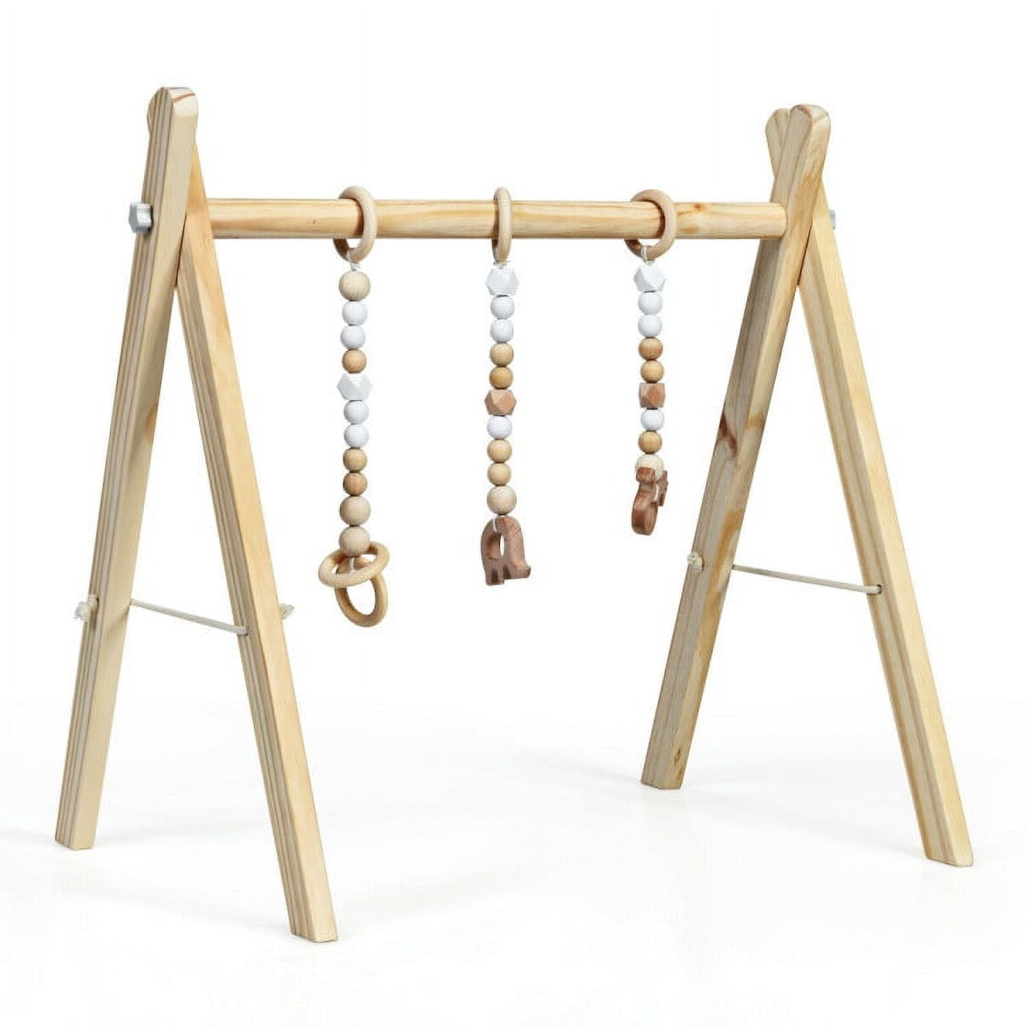 Resenkos Portable 3 Wooden Newborn Baby Exercise Activity Gym Teething Toys Hanging Bar-Natural, Baby Play Gym for Boys Girls Ages 0 Month+ Resenkos Portable 3 Wooden Newborn Baby Exercise Activity Gym Teething Toys Hanging Bar-Natural, Baby Play Gym for Boys Girls Ages 0 Month+