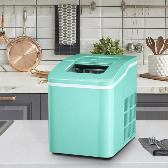 Resenkos Portable Countertop Ice Maker Machine with Scoop-Green,Countertop Ice Maker Machine with Handle, Portable Ice Maker with Scoop for Home/Kitchen/Camping/RV