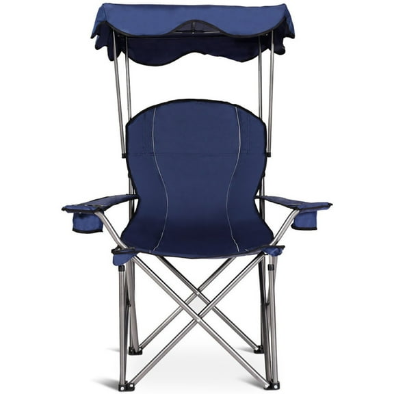 Resenkos Portable Folding Beach Canopy Chair with Cup Holders-Blue, Outdoor Camping Chairs for Adult Hiking Fishing Beach