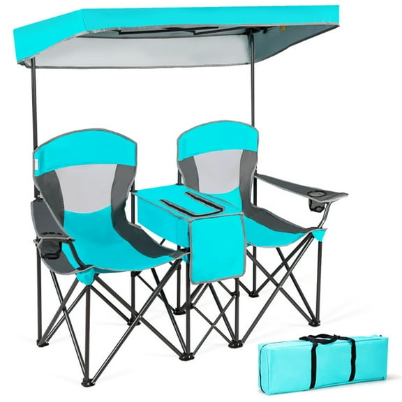 Resenkos Portable Folding Camping Canopy Chairs with Cup Holder-Turquoise, Outdoor Camping Chairs for Adult Hiking Fishing Beach