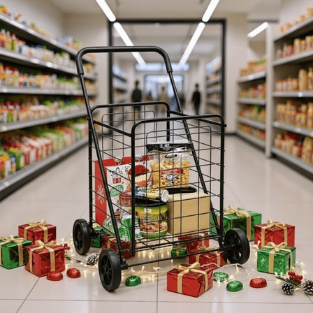 Resenkos Portable Folding Shopping Cart Utility for Grocery Laundryshopping Carts, Heavy Duty Folding Shopping Cart with Wheels, Steel, Black