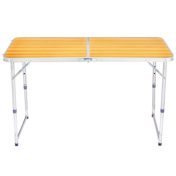 Resenkos Portable Multi-Use Folding Table 4Ft - Wood Grain Design, Versatile Tabletop For Home, Outdoor Events, Wood Grain Color
