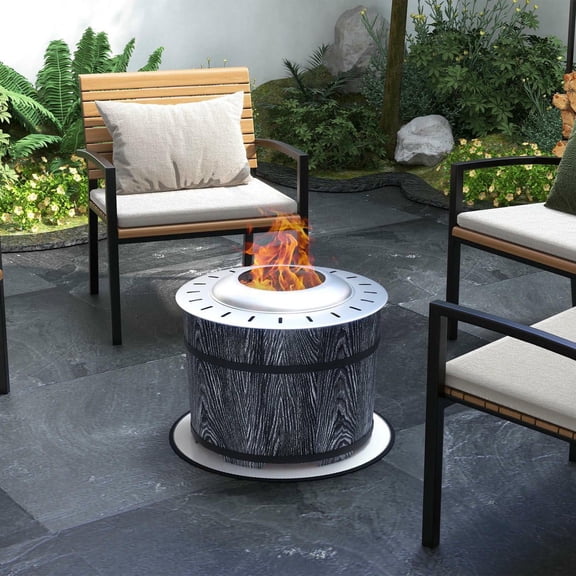 Resenkos Portable Smokeless Fire Pit, Magnesium Oxide Camping Stove with Heat-Resistant Mat - Black