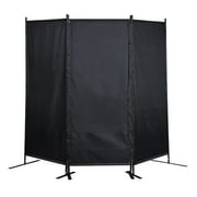 Resenkos Portable Wall Partition Room Separators, Metal Fabric 3 Panels Folding Privacy Screen Room Divider, Black