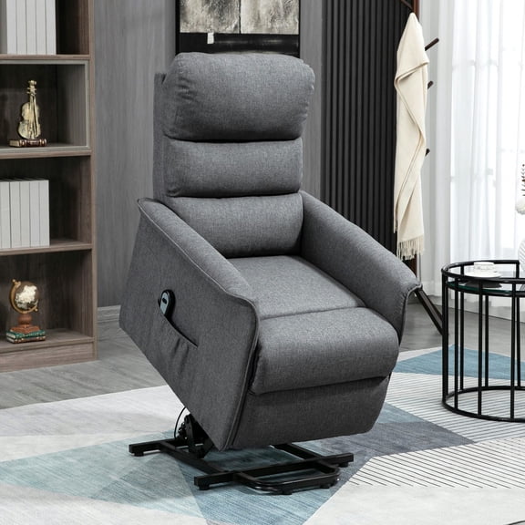 Resenkos Power Lift Assist Recliner Chair For Elderly With Remote Control, Linen Fabric Upholstery Grey