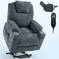 thumbnail image 1 of Resenkos Power Lift Recliner Chair, Massage & Heat, Dual USB Ports, Cup Holders, 155° Recline, Blue, 1 of 16