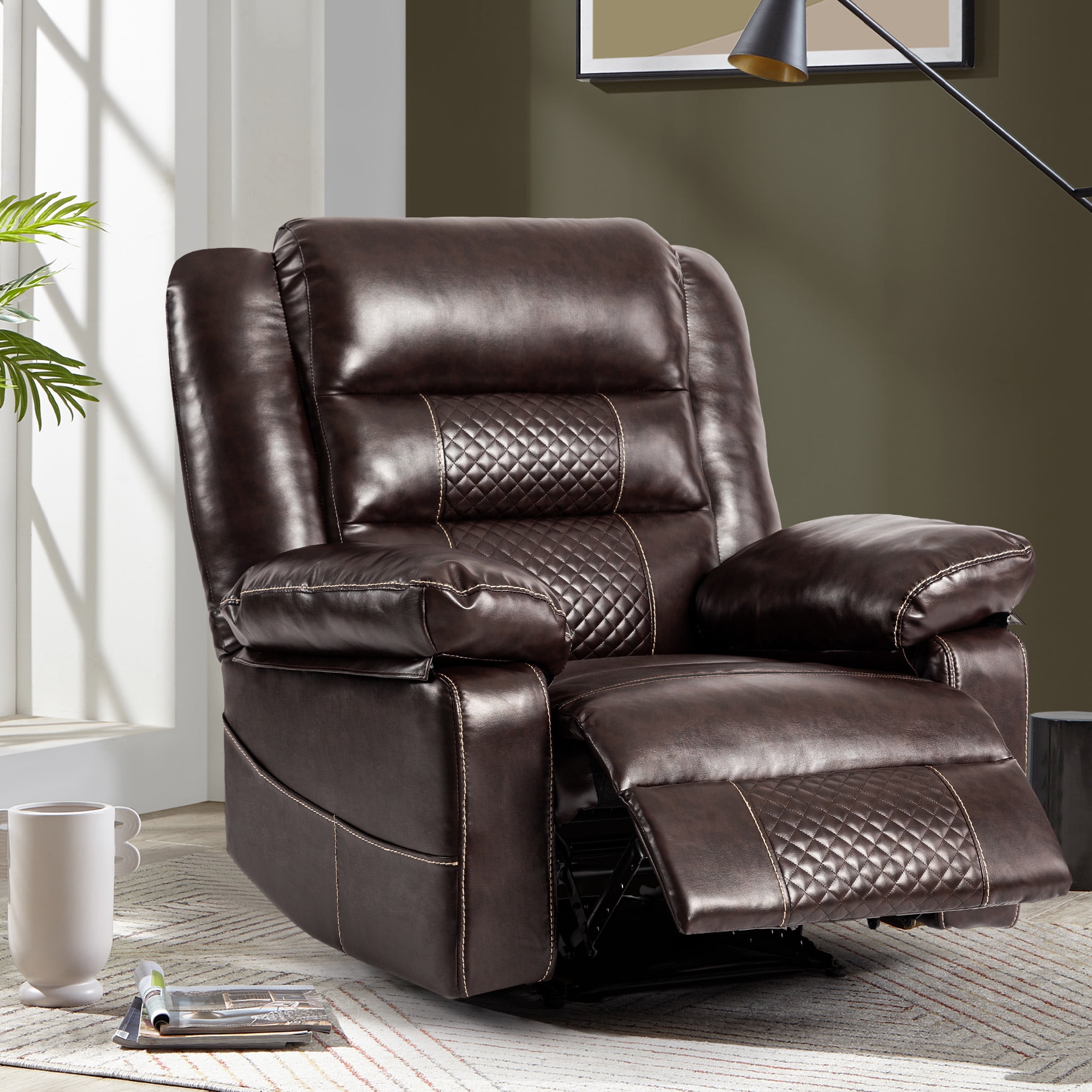Resenkos Power Recliner Chair, Electric Power Recliner Chair with Massage and Heat, Electric Recliner Chairs for Seniors, USB Port, Brown