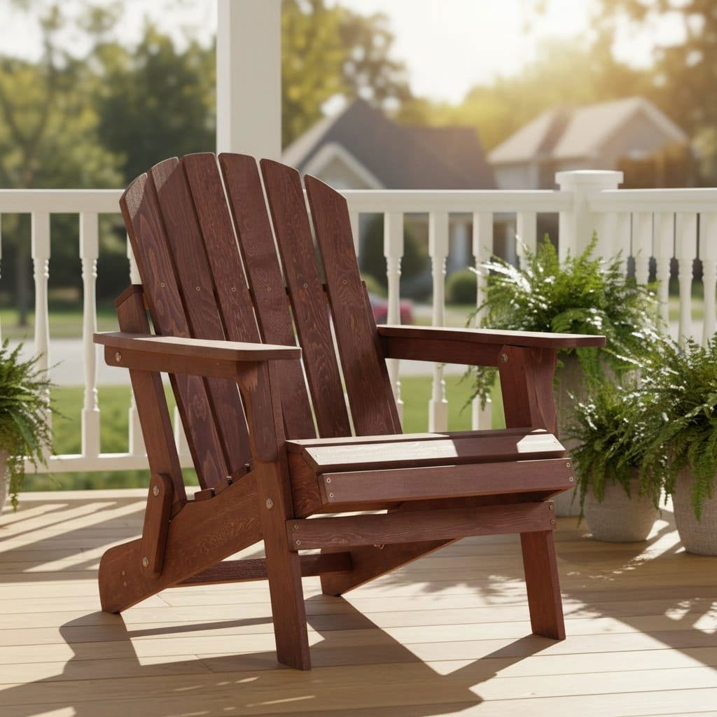 Resenkos Pre-Assembled Parts Solid Wood Outdoor Seats, Oversize Foldable Adirondack Chairs for Garden, Porch and Pool Deck, Coffee