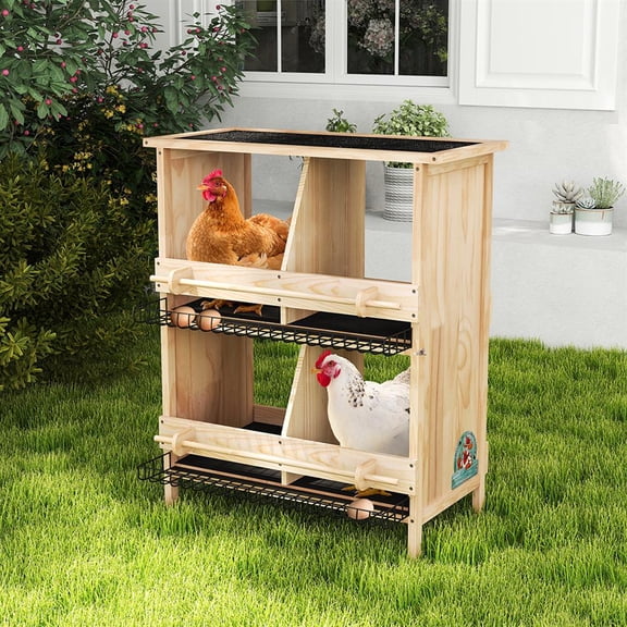 Resenkos Rabbit Hutch, Duck Cage Hutch,Chicken Coop,2-tier Chicken Coop with Nesting Boxes, Standing Poles,Brown