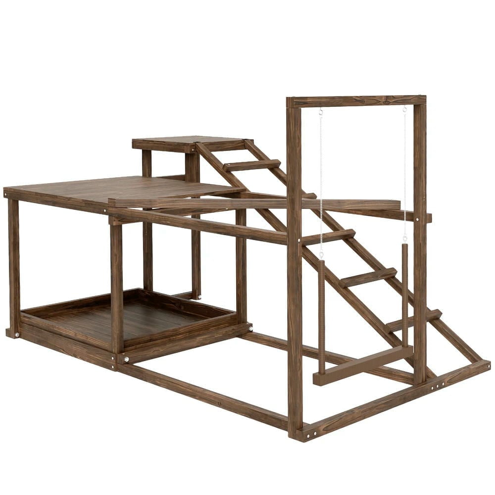 Resenkos Rabbit Hutch, Duck Cage Hutch,Chicken Coop,Chicken Activity Play Set with Perch, Swing, Ladder, Platforms, Feeder Storage, Coffee