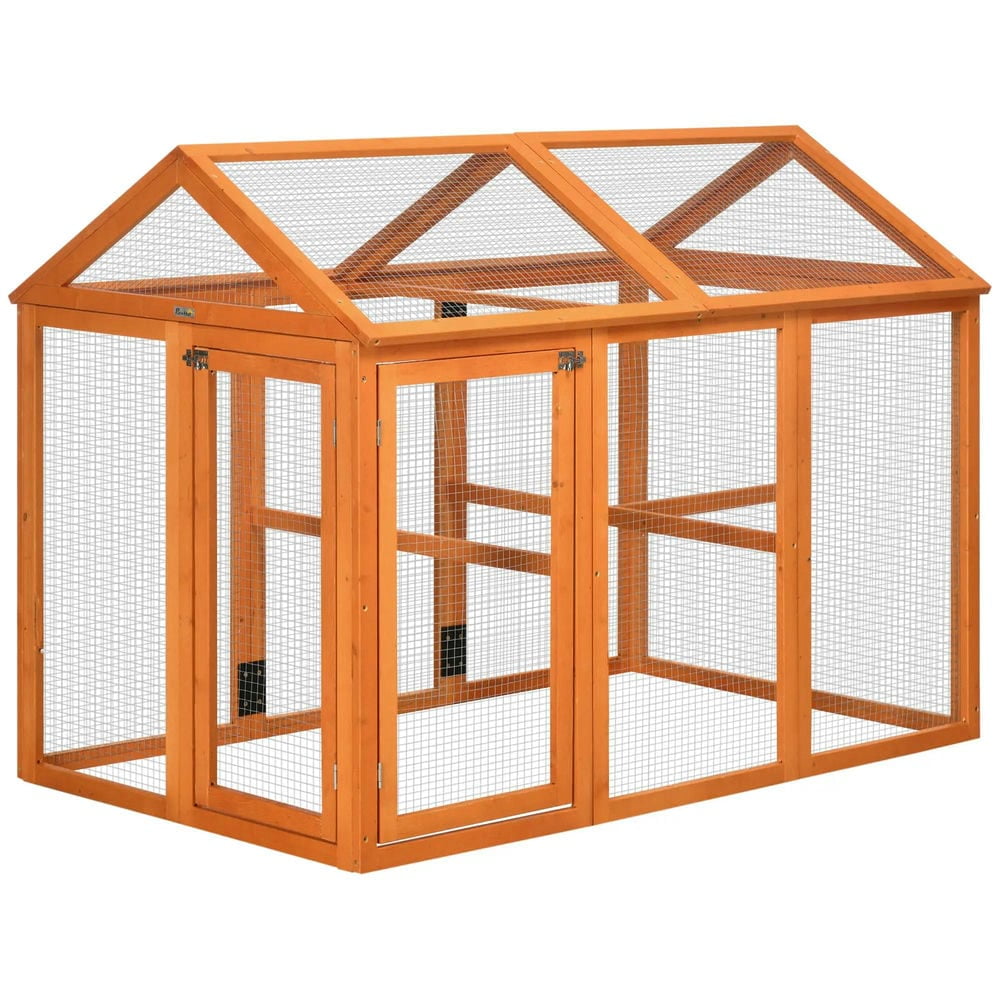 Resenkos Rabbit Hutch, Duck Cage Hutch,Chicken Coop,Wooden Chicken Run, Combinable Design with Perches,Orange